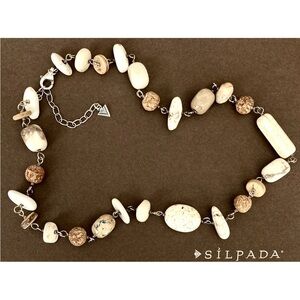 Silpada Vintage Sterling Silver
Howlite African Opal  & Shell Necklace